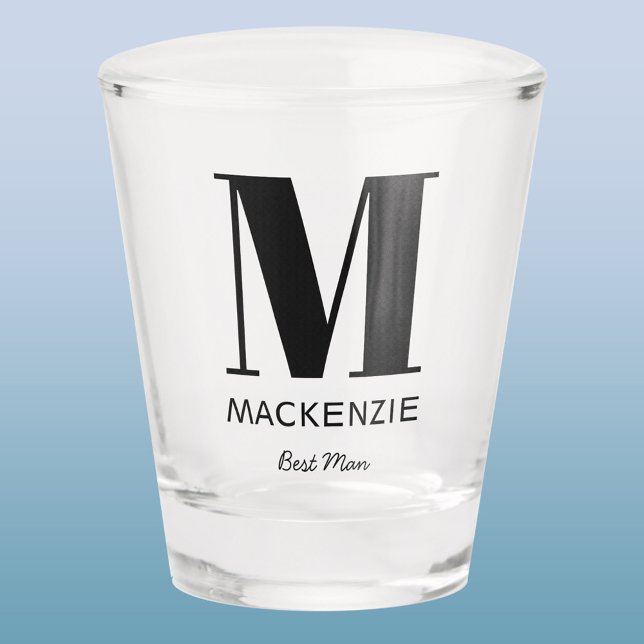 Copo De Shot Nome do Monograma do Melhor Homem (Personalized monogram custom name best man keepsake wedding or bachelor party shot glass)