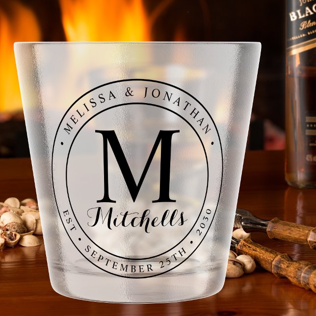 Copo De Shot Nome do Monograma Personalizado Data Casamento (Criador carregado)