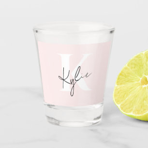 Copo De Shot Nome do Monograma Personalizado do Rosa de Blush M
