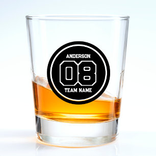 Copo De Shot Nome do Número do Jogador Jersey Preto e Branco