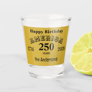Copo De Shot Nome Feliz Aniversário América 250 Anos Ouro