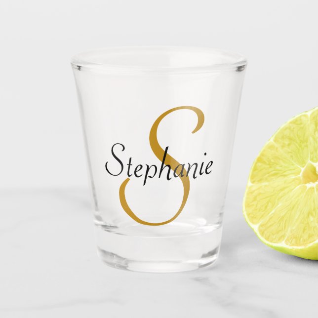 Copo De Shot Nome & inicial monograma simples (Frente)