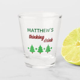 Copo De Shot Nome Personalizado Bebida Pensativa Natal Árvores 