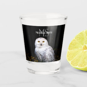 Copo De Shot Nome personalizado da coruja de neve majestosa de