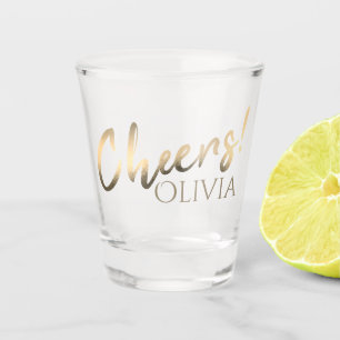 Copo De Shot Nome Personalizado de Script Na moda Dourado