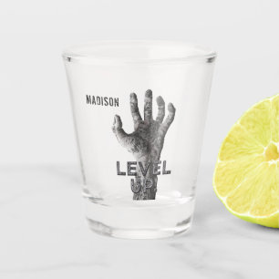 Copo De Shot Nome personalizado "Level Up!" Zombie - Vidro