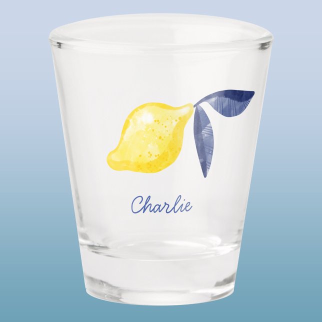 Copo De Shot Nome Personalizado Limon (Personalized name watercolor lemon shot glass)