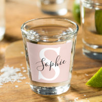 Nome Personalizado Moderno Monograma Pastel Rosa