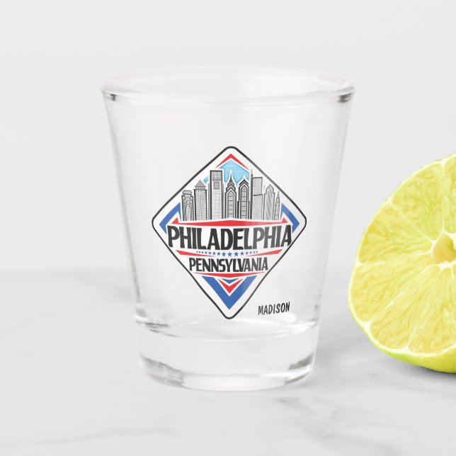 Copo De Shot Nome Personalizado Philadelphia Pensilvânia (Frente)
