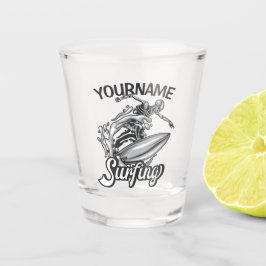 Copo De Shot Nome personalizado Surfer Big Wave Skeleton surfin