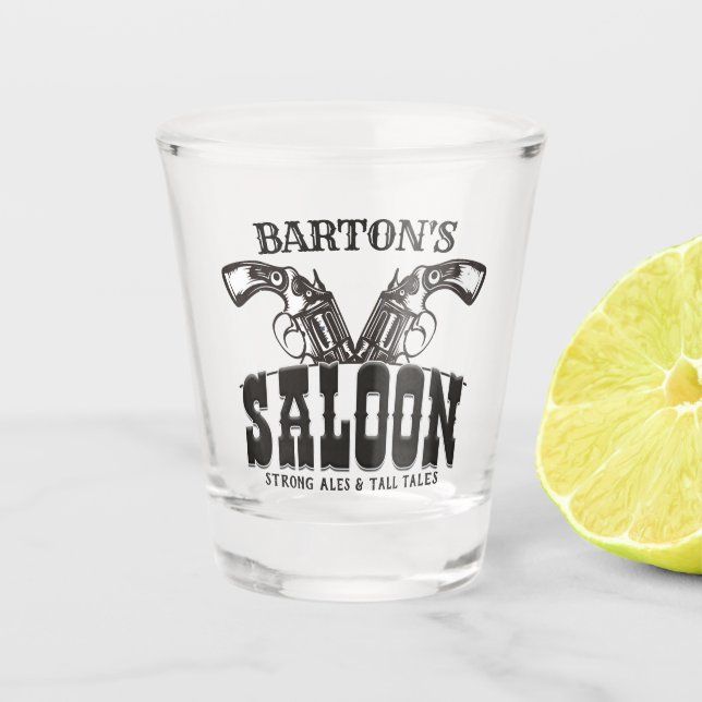 Copo De Shot Nome personalizado Wild West Gun Revolver Saloon (Frente)
