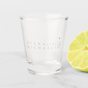 Copo De Shot Nomes Mínimos Neutrais Chic Data de Casamento ID10