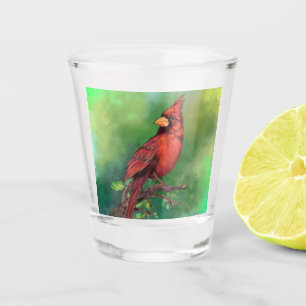 Copo De Shot Norte Vermelho - Vidro de Ave Cardinal