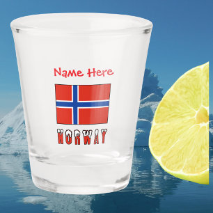 Copo De Shot Noruega Bandeira Norueguesa Vermelha Personalizada