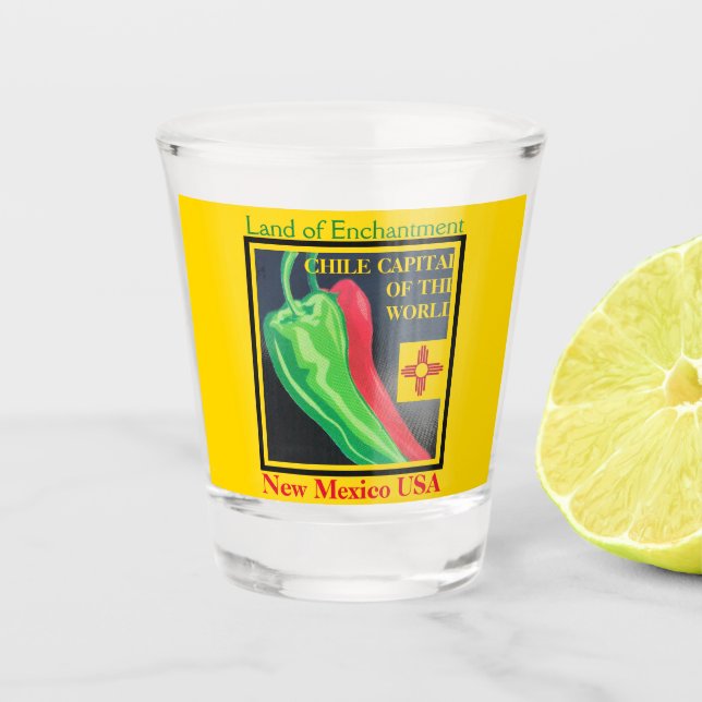 Copo De Shot Novo México Terra do Encantamento Vermelho ou Verd (Frente)