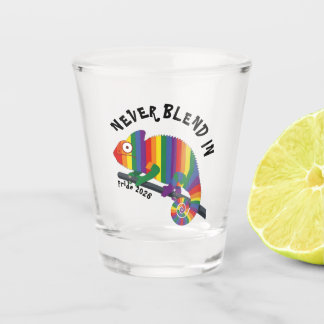 Copo De Shot Nunca se Misture Orgulho Camaleão Arco-íris