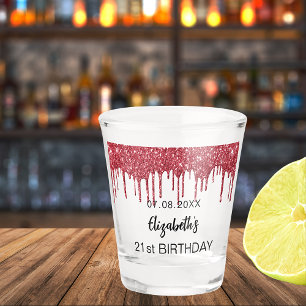 Copo De Shot O brilho vermelho goteja a festa de aniversário do