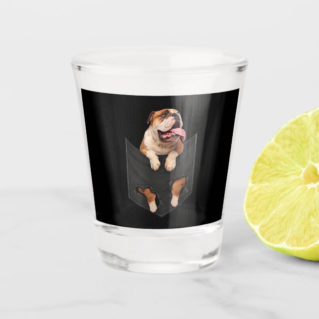 Copo De Shot O Bulldog Inglês Nos Seus Cachorros (Frente)