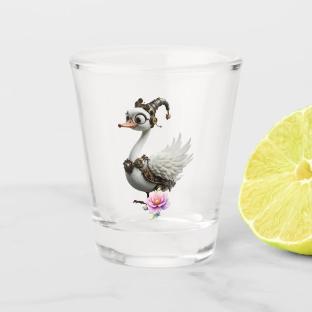 Copo De Shot O Cisne Curioso de Relógio. (Frente)