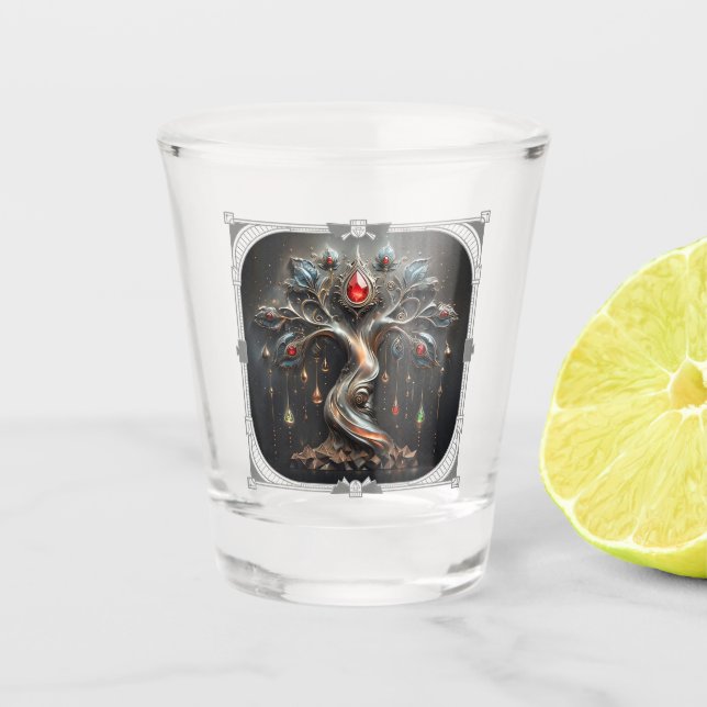 Copo De Shot O desenho da Árvore da Vida em Art Déco. (Frente)