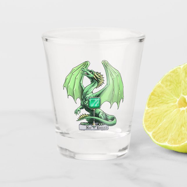 Copo De Shot O Dragão Birthstone de May: Emerald (Frente)