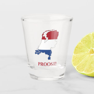 Copo De Shot O Mapa de Bandeira Holandês Proost Cheia