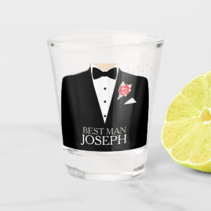 Copo De Shot O melhor nome do costume do botão da rosa vermelh