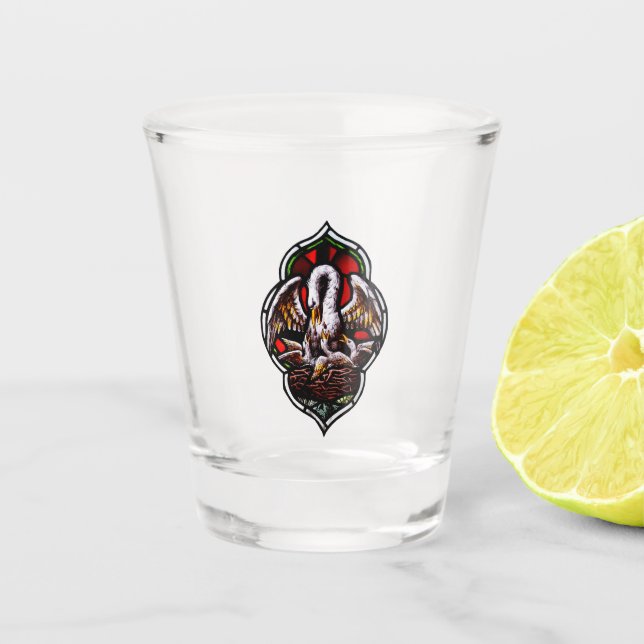 Copo De Shot O Pelicano como símbolo cristão (Frente)
