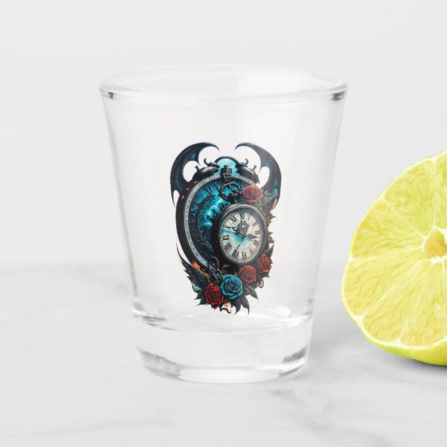 Copo De Shot O Relógio Na Mista do Infinito. (Frente)