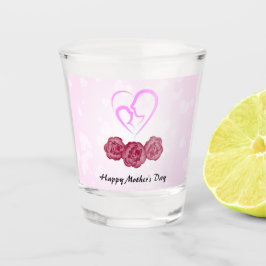 Copo De Shot Obrigados Mãe com Flor de Cravos para o Dia das Mã