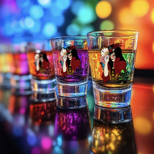 Copo De Shot Octopus Negro-Vetor-Vermelho-Vivo