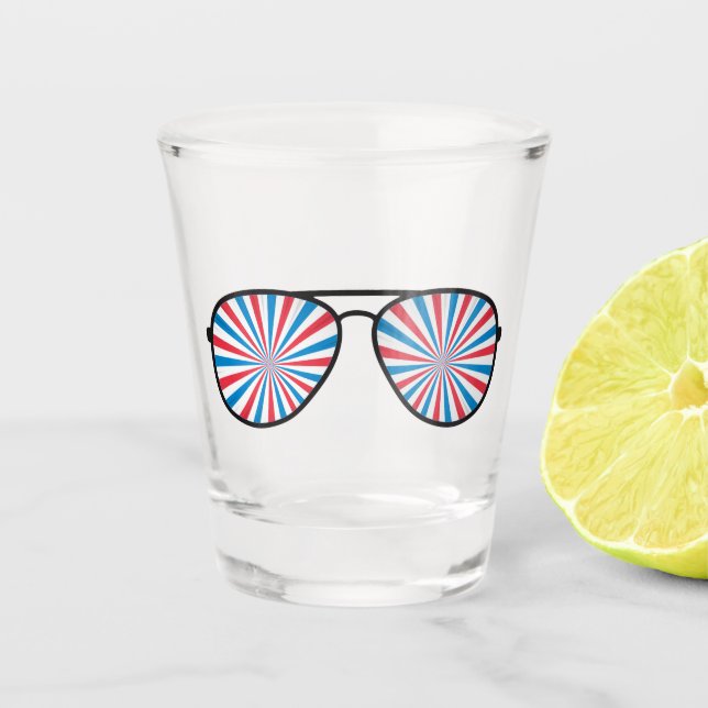 Copo De Shot Óculos de sol de popArt patrióticos (Frente)