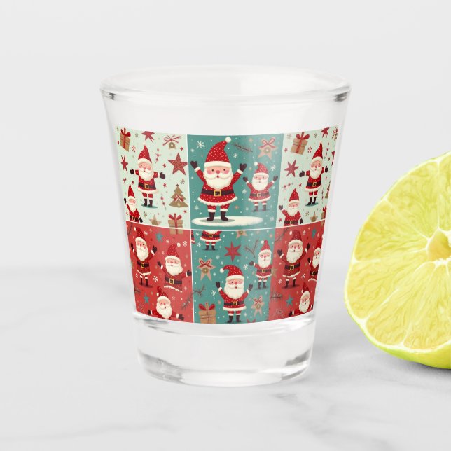 Copo De Shot Óculos Fotografados de Papais noeis de Natal (Frente)