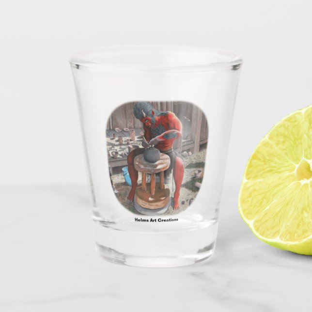 Copo De Shot Ogre Potter Fazeres Fantasy Art Shot Glass (Frente)
