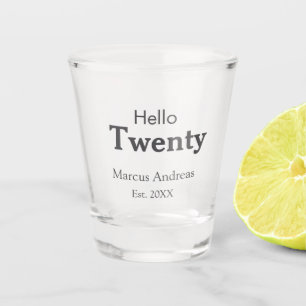 Copo De Shot Olá, junte nome de vinte anos. Adicionar minim de 