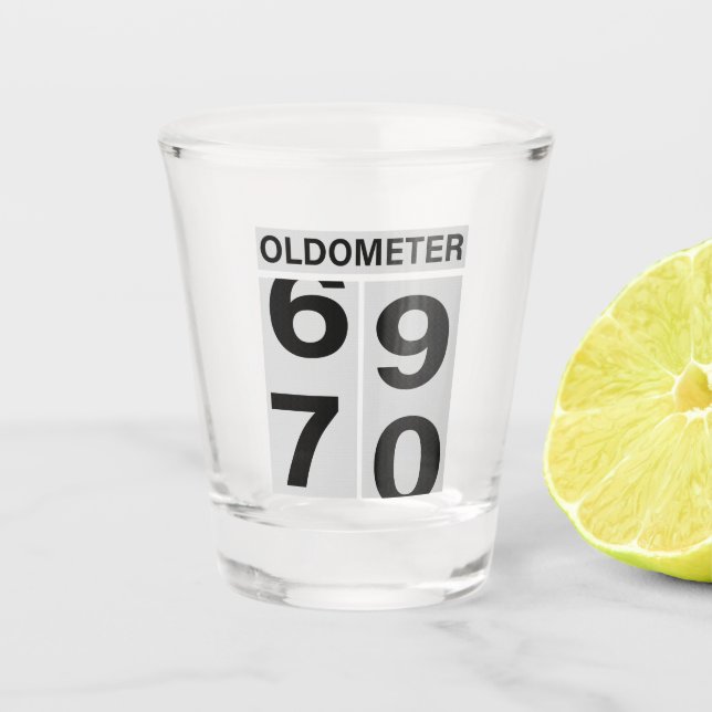 Copo De Shot Oldometer de 70 de Aniversário (Frente)