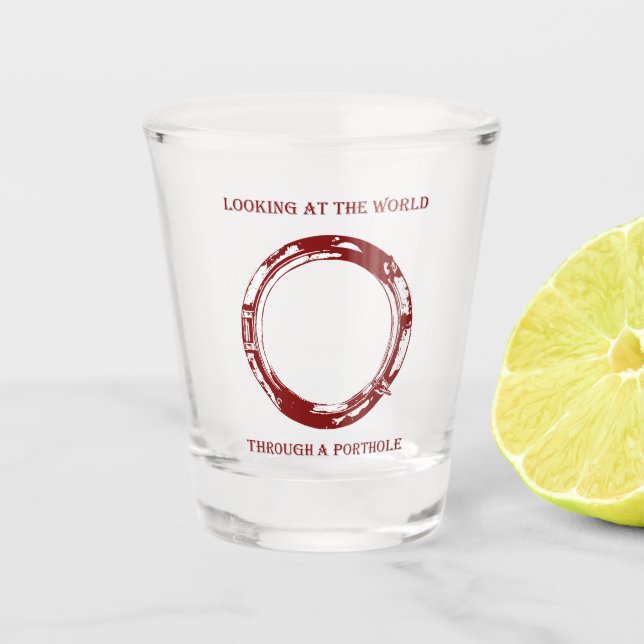 Copo De Shot Olhando para o mundo através de um vidro de mortei (Frente)
