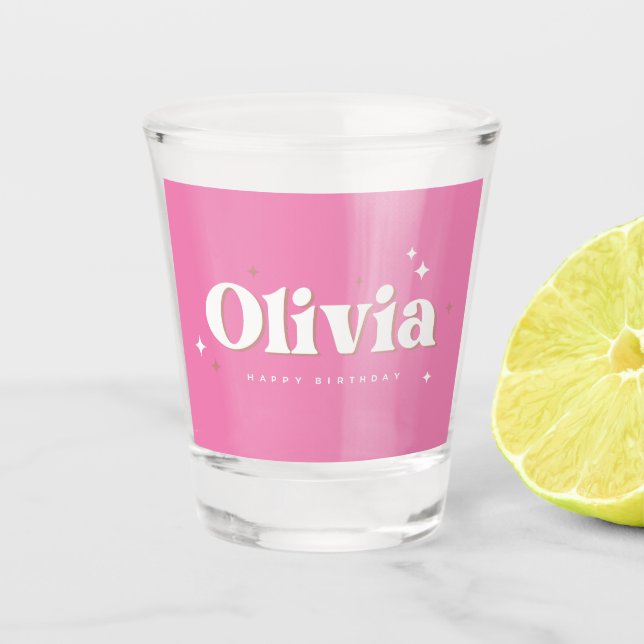 Copo De Shot Olivia Happy Birth Cake Shot Glass (Frente)