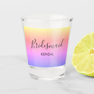 Copo De Shot Ombre Rainbow Bridesmaid Personalizado