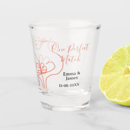 Copo De Shot One Perfect match terracotta wedding couple name f