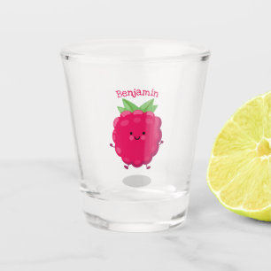 Copo De Shot Óptica de desenho animado de framboesa feliz