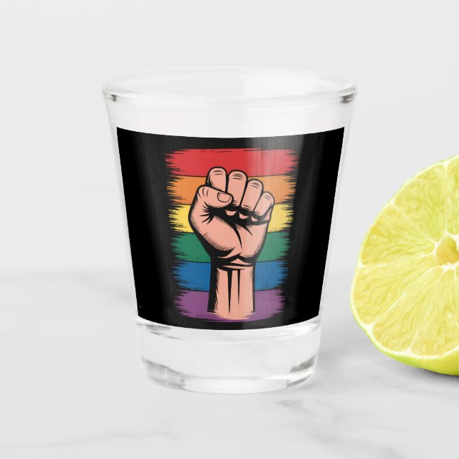 Copo De Shot Orgulho do Punho Levantado Arco-íris Direitos Apoi (Frente)