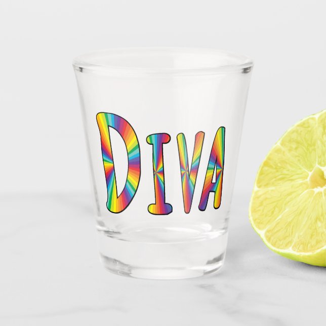 Copo De Shot ORGULHO GAY DIVA Sinalizador arco-íris Fabuloso LG (Frente)