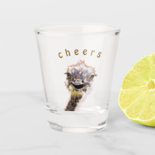 Copo De Shot Ostrich Engraçado Vidro - Saúde