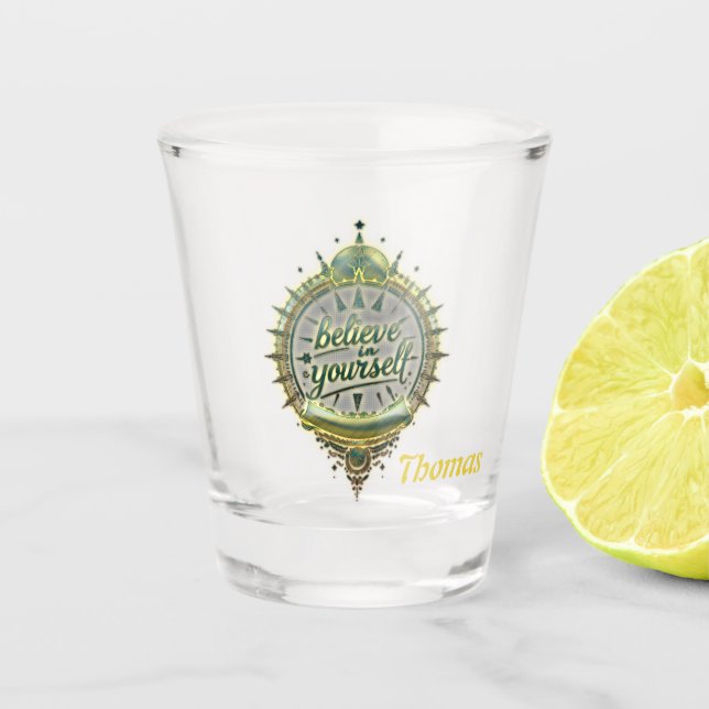 Copo De Shot Ouro Paths Acredite em si mesmo. (Frente)