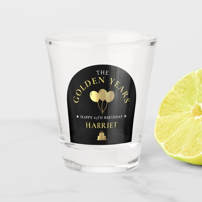 Copo De Shot Ouro preto e Dourado anos 65.a Festa de aniversári (Frente)