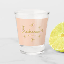 Copo De Shot Ouro rosa Calliografia Estrelas Bridesmaid present