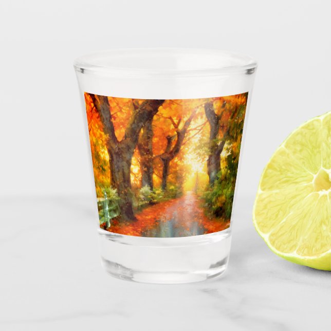 Copo De Shot outono/queda/folhas/natureza (Frente)
