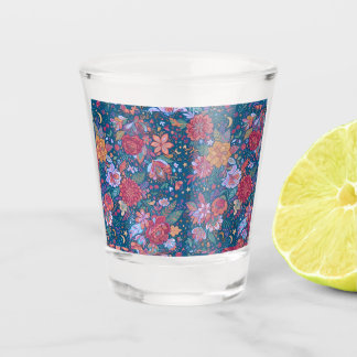 Copo De Shot Padrão Botânico Floral Escuro com G Vintage Mal-hu