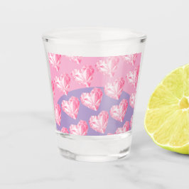 Copo De Shot Padrão de Coração com Diamante Rosa – Fofo e Elega